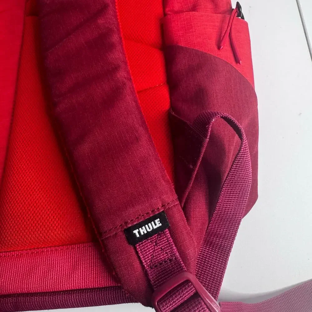 Thule Lithos Laptop Backpack Red  Bag Lightweight Padded Multi-Pocket 18x13
